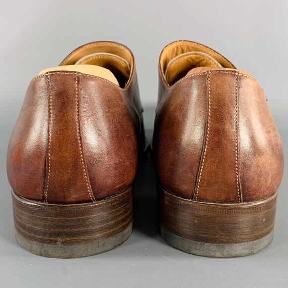 CALZOLERIA HARRIS Size 10.5 Brown Tan Two Toned Leather Monk Strap Loafers - Picture 3 of 9